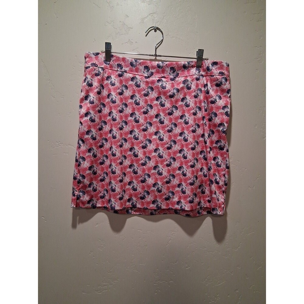 Greg Norman Women's Sz L Skort Pink Purple Feather Theme Golf Tennis Pickle Ball